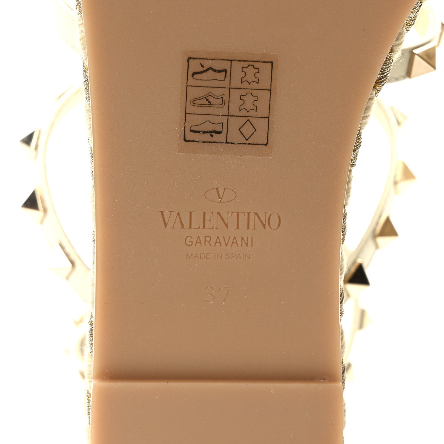 Valentino Garavani Calfskin Rockstud Ankle Strap Torchon Espadrille Caged 30/55mm Sandals 37 Light Ivory 6 of 7