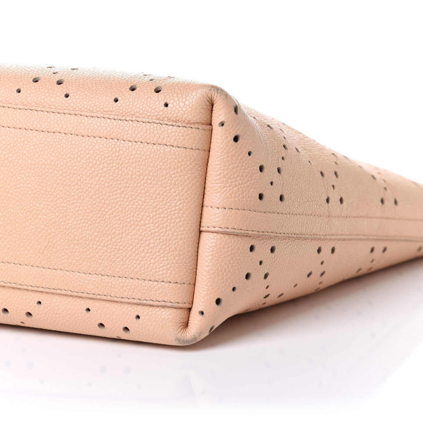 Perforated Grained Calfskin Small Shopping Tote Light Coral