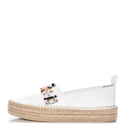 Louis Vuitton Lambskin Front Pier Espadrille Flats 38.5 White 10 of 18