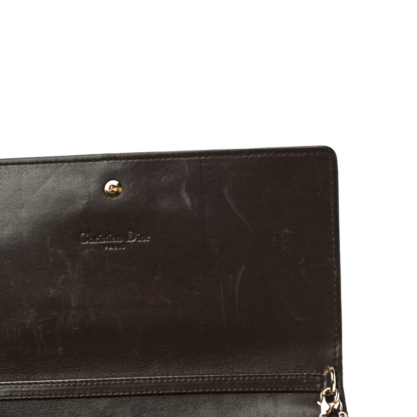 Lambskin Cannage Rendezvous Chain Wallet Brown