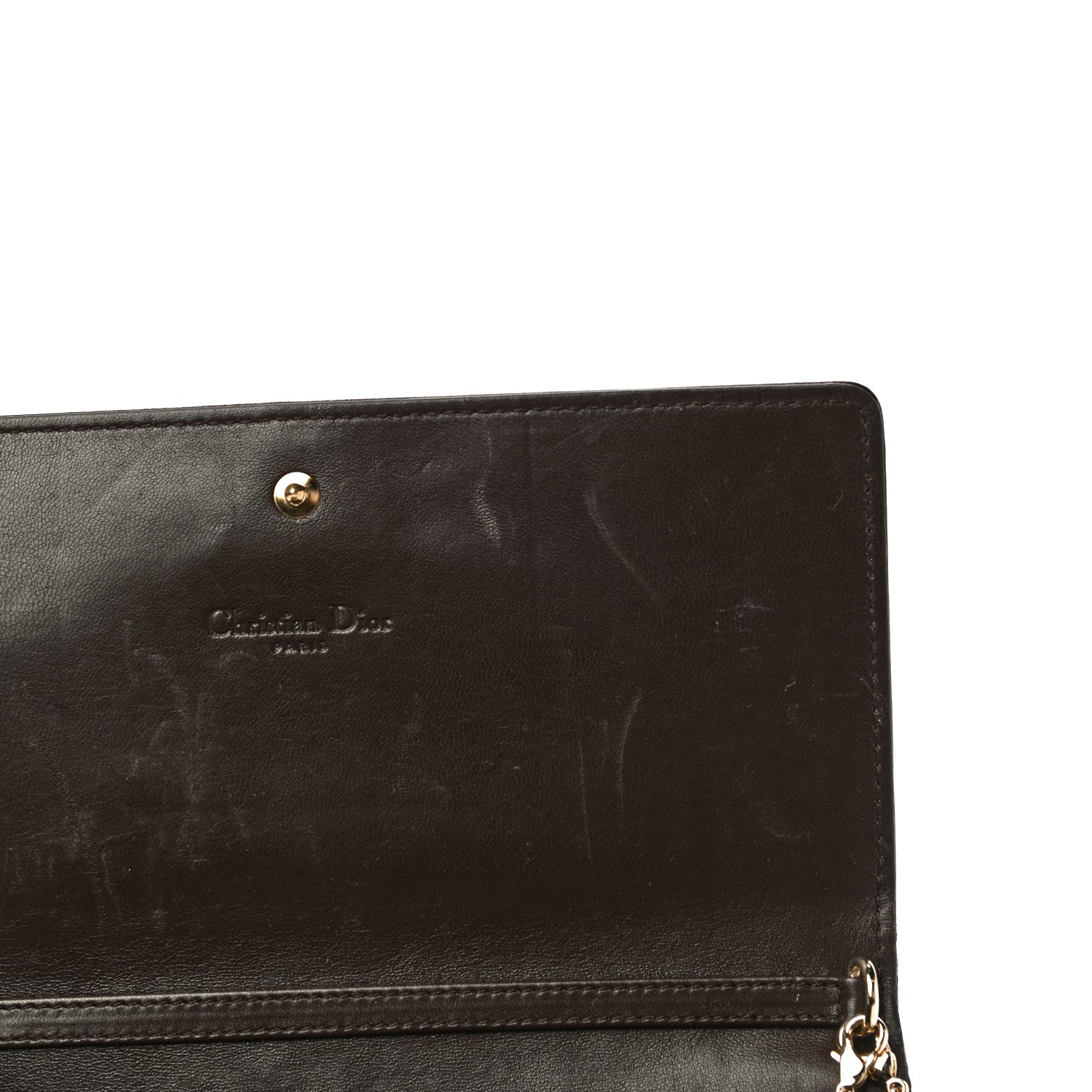 Christian Dior Lambskin Cannage Rendezvous Chain Wallet Brown 11 of 16