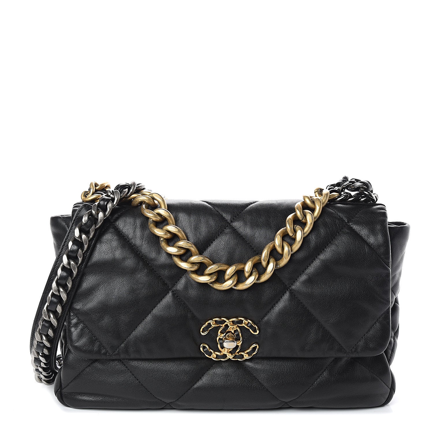 Chanel Goatskin Quilted Large 19 Flap Black 1 of 9