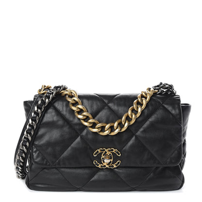 Chanel Goatskin Quilted Large 19 Flap Black 1 of 9