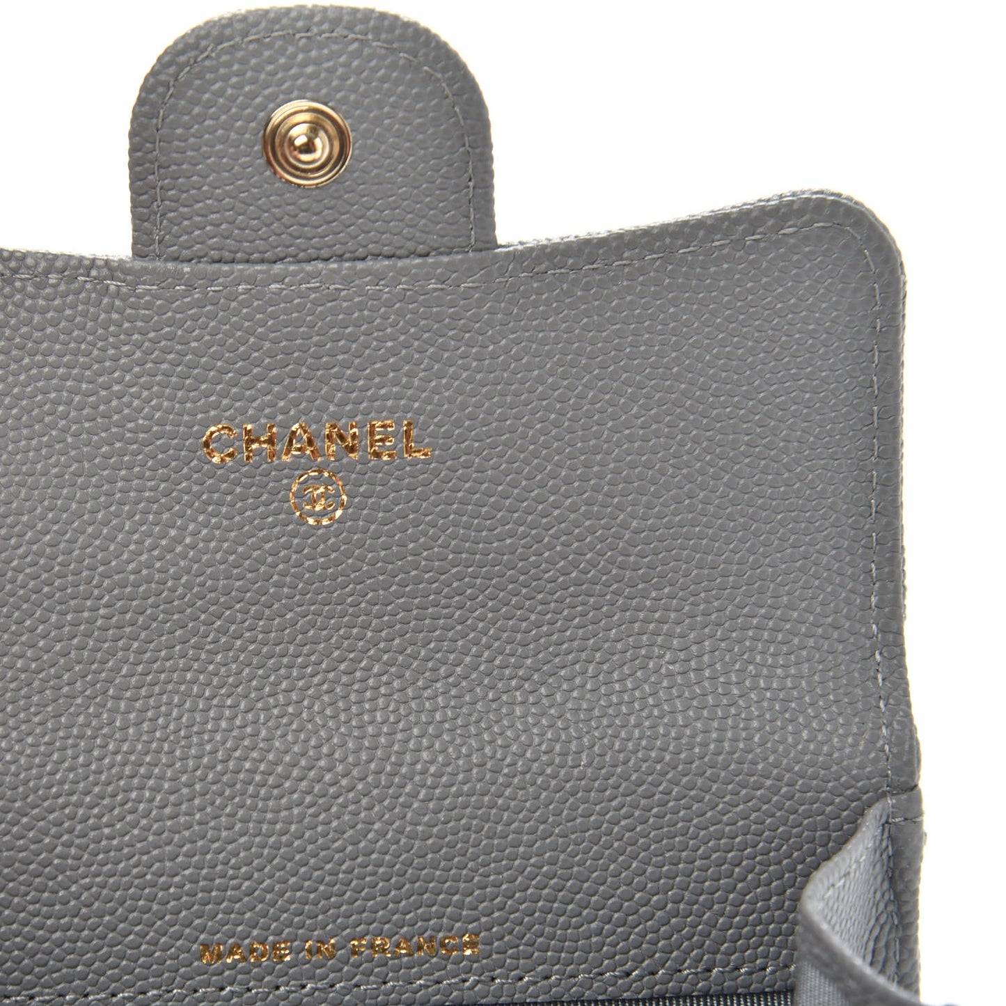 Caviar Quilted Flap Card Holder Wallet Dark Grey