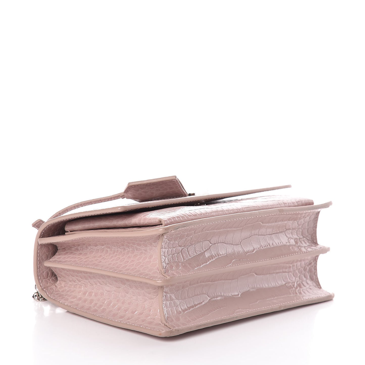 Calfskin Crocodile Embossed Medium Monogram Sunset Powder Pink
