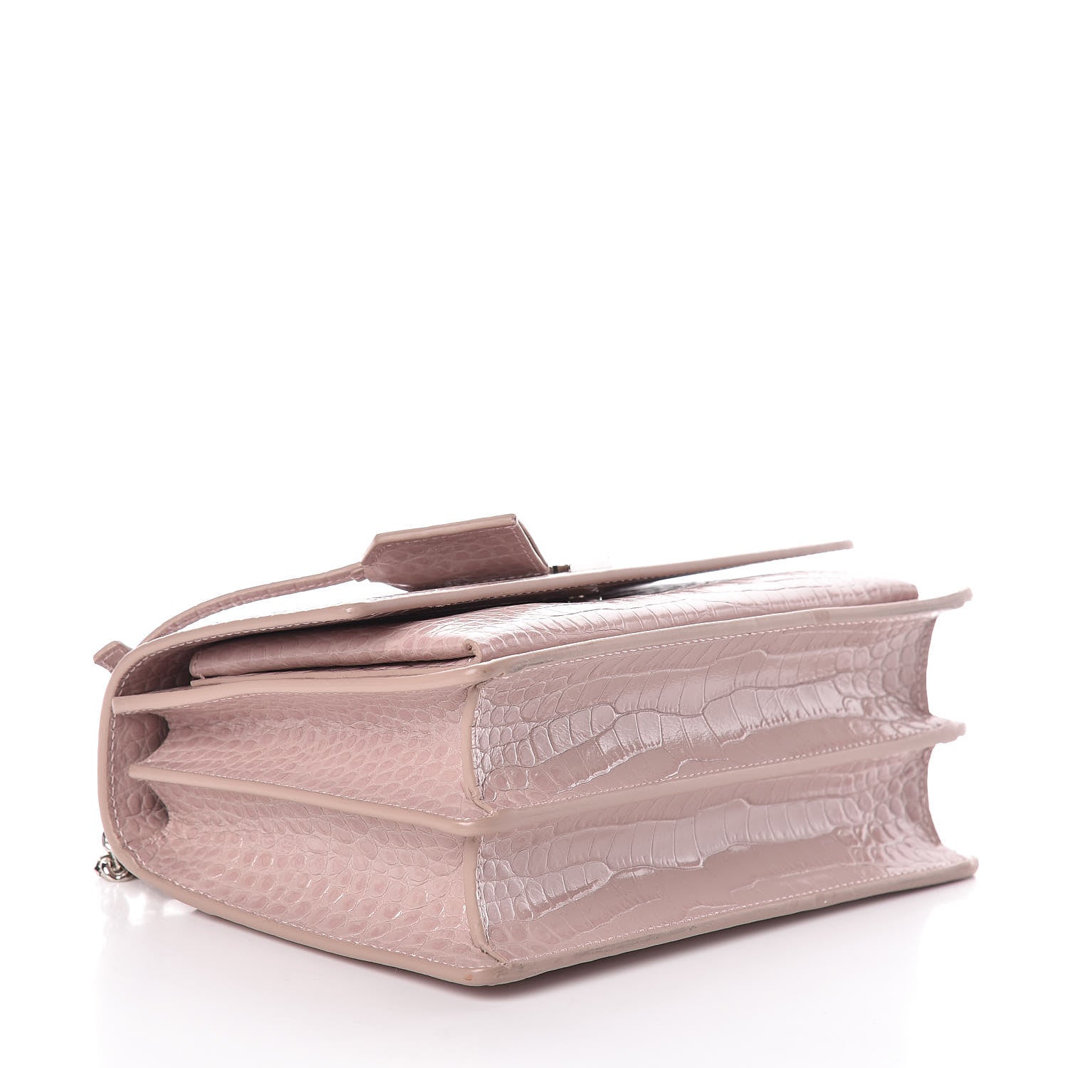 Saint Laurent Calfskin Crocodile Embossed Medium Monogram Sunset Powder Pink 4 of 10