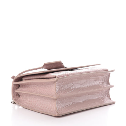 Saint Laurent Calfskin Crocodile Embossed Medium Monogram Sunset Powder Pink 4 of 10