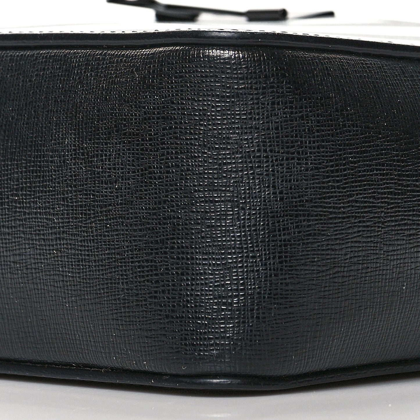 Saffiano Striped Diag Binder Belt Bag Black White