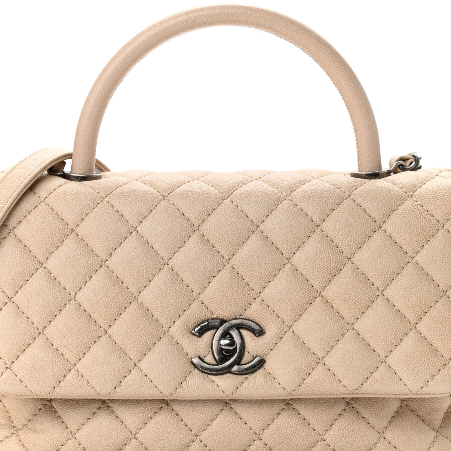 Chanel Caviar Quilted Small Coco Handle Flap Light Beige 8 of 11