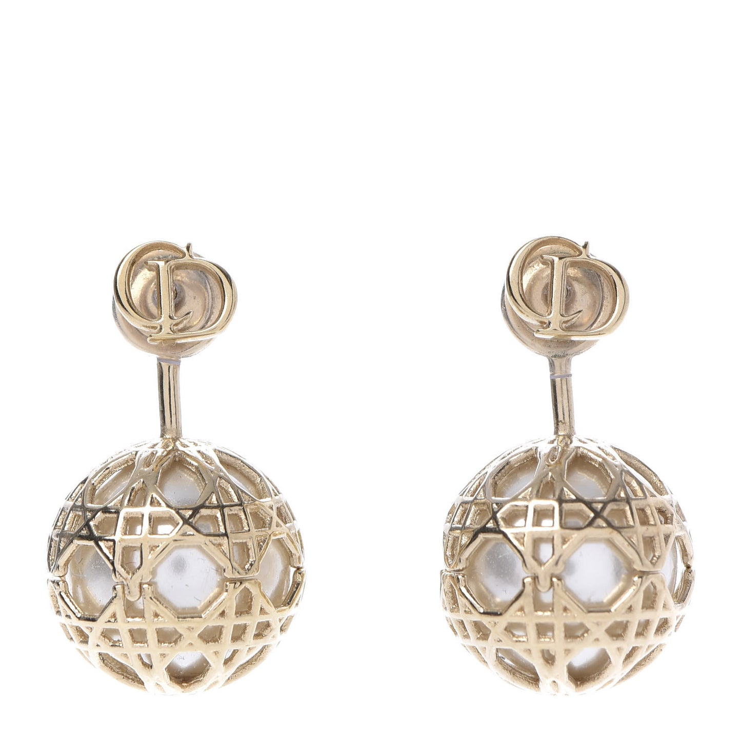 Pearl Secret Cannage Mise En Dior Tribales Earrings Gold