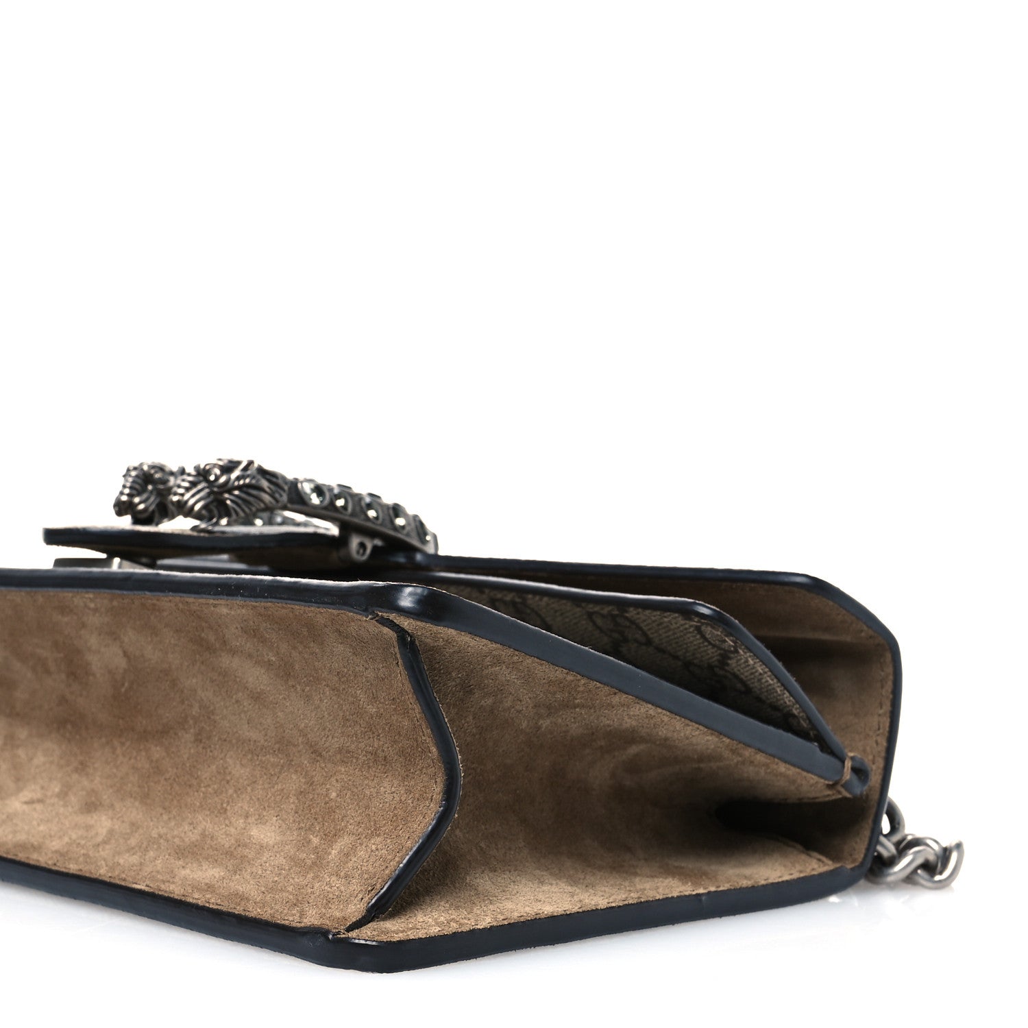 Gucci GG Supreme Monogram Suede Crystal Small Dionysus Shoulder Bag Beige Ebony Taupe 9 of 10
