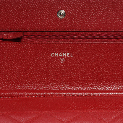 Chanel Caviar Classic Wallet on Chain WOC Red 7 of 10