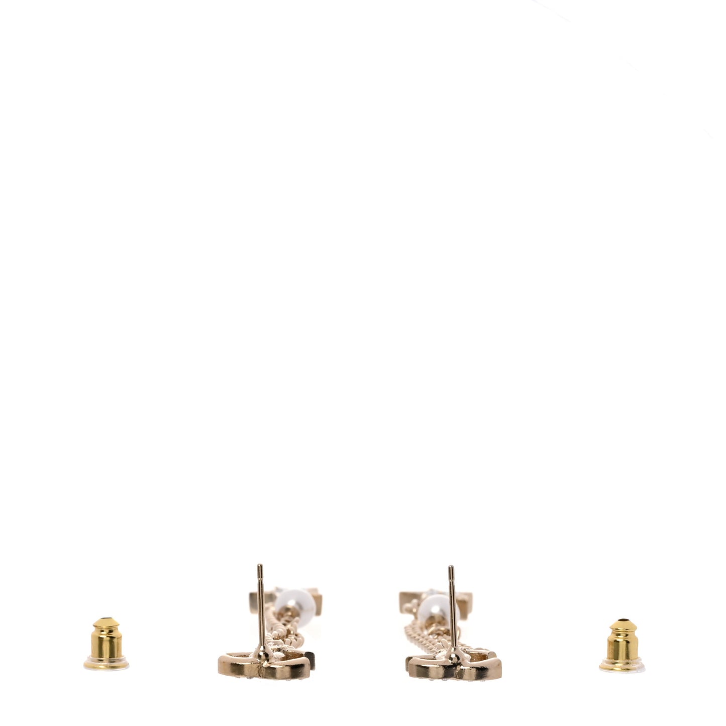 Crystal Pearl CC Star Drop Earrings Gold
