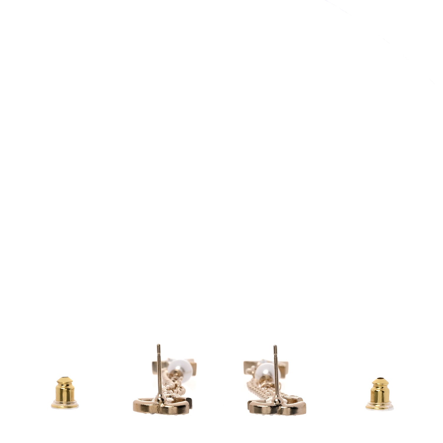 Chanel Crystal Pearl CC Star Drop Earrings Gold 3 of 5