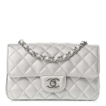 Chanel Metallic Lambskin Quilted Mini Rectangular Flap Silver 1 of 10