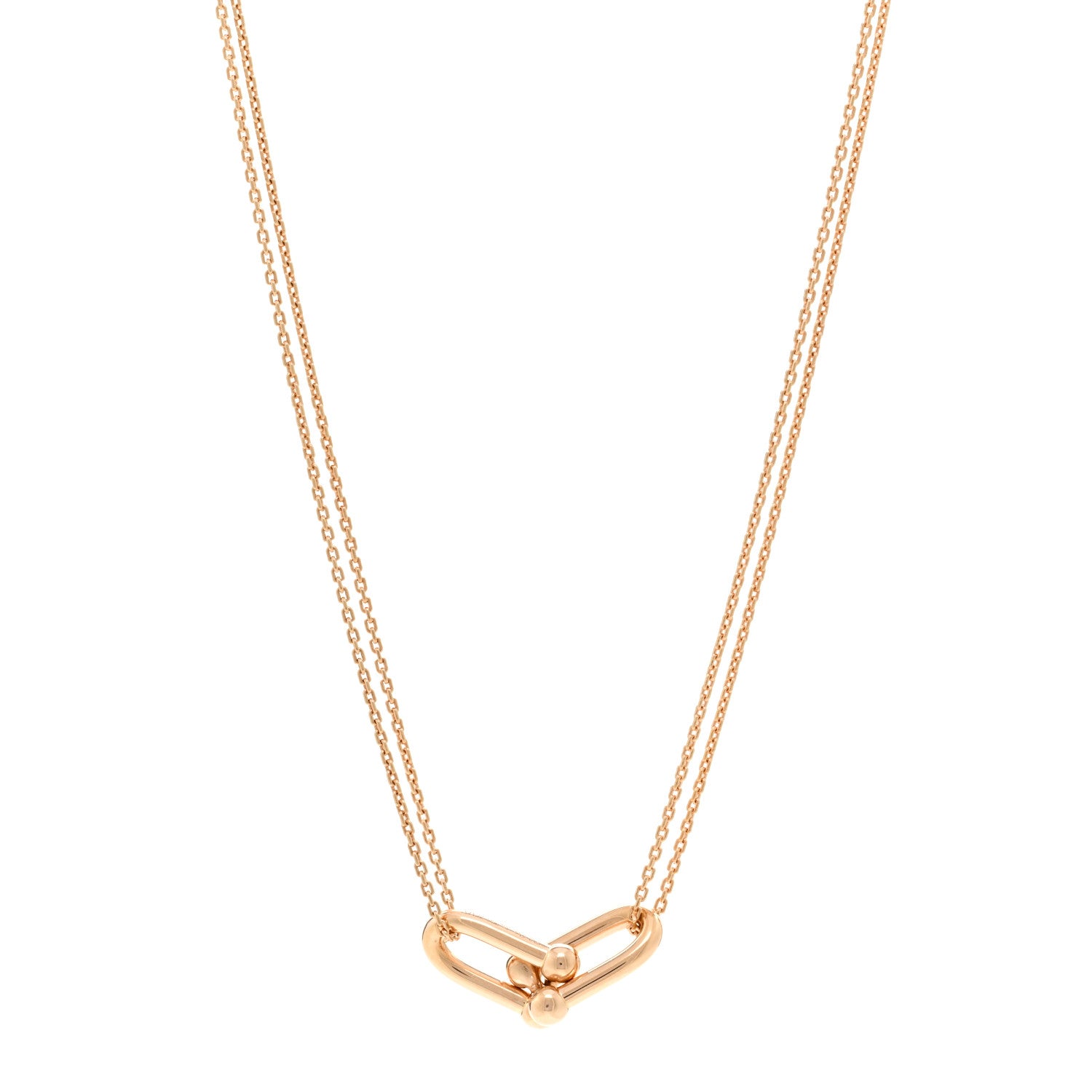 Tiffany 18K Rose Gold HardWear Double Link Pendant Necklace 1 of 4