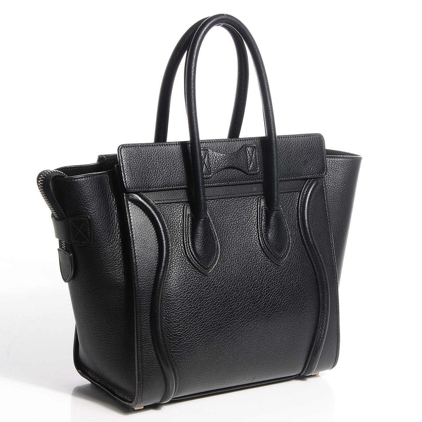 Drummed Calfskin Micro Luggage Black