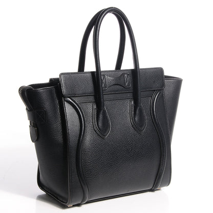 Celine Drummed Calfskin Micro Luggage Black 3 of 9
