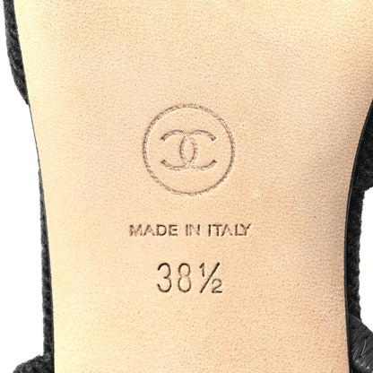 Chanel Grosgrain Cap Toe CC Slingback Flats 38.5 Black 6 of 7
