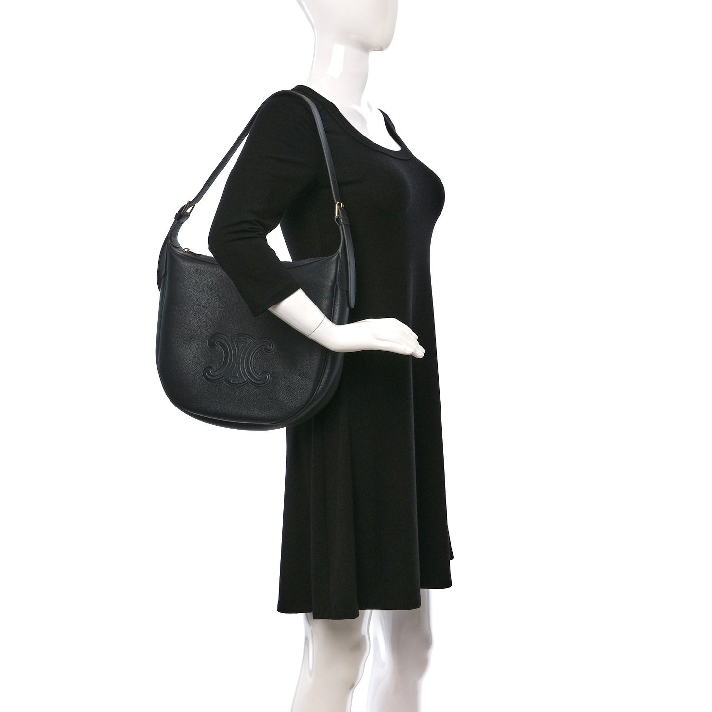 Calfskin Triomphe Heloise Shoulder Bag Slate Grey