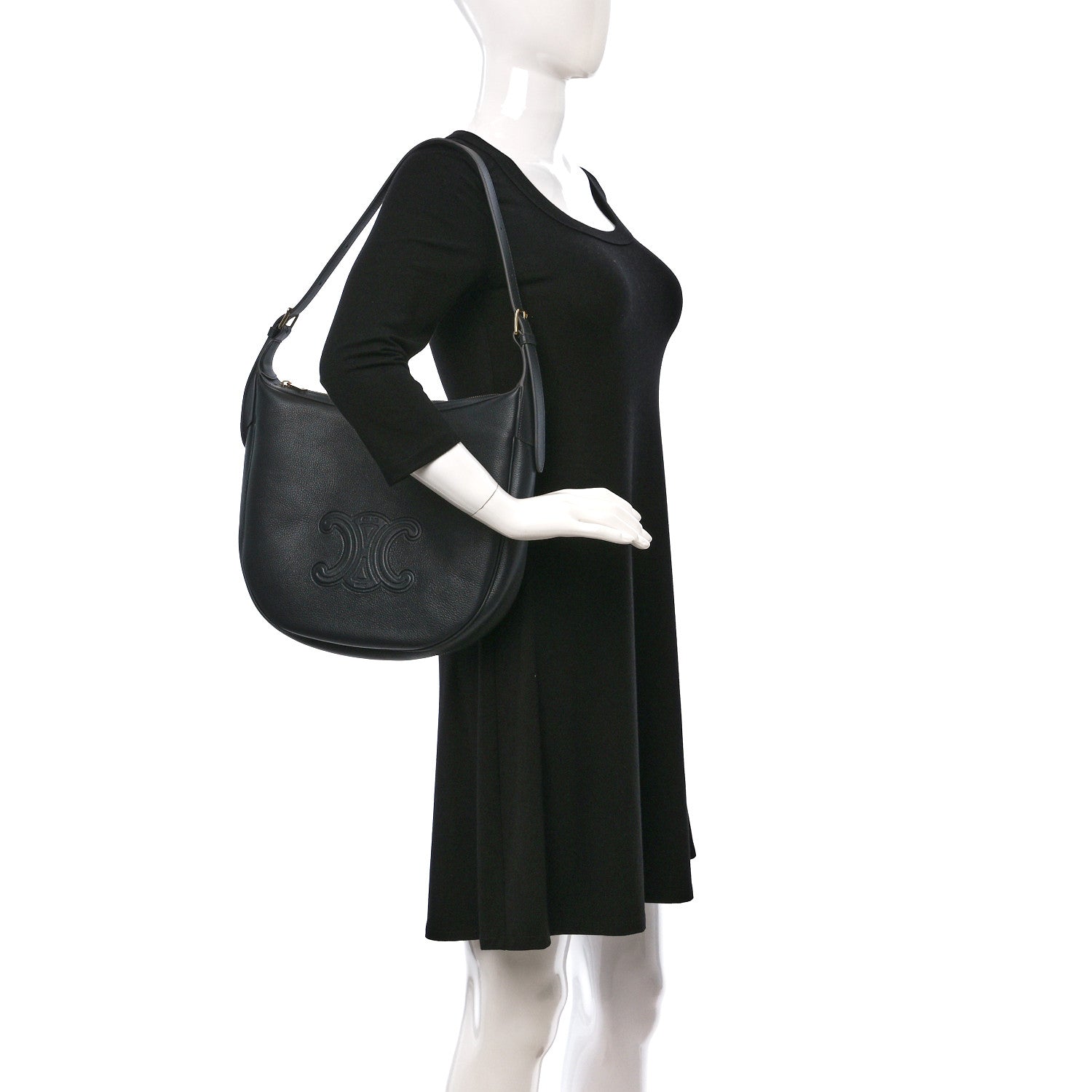 Celine Calfskin Triomphe Heloise Shoulder Bag Slate Grey 2 of 13