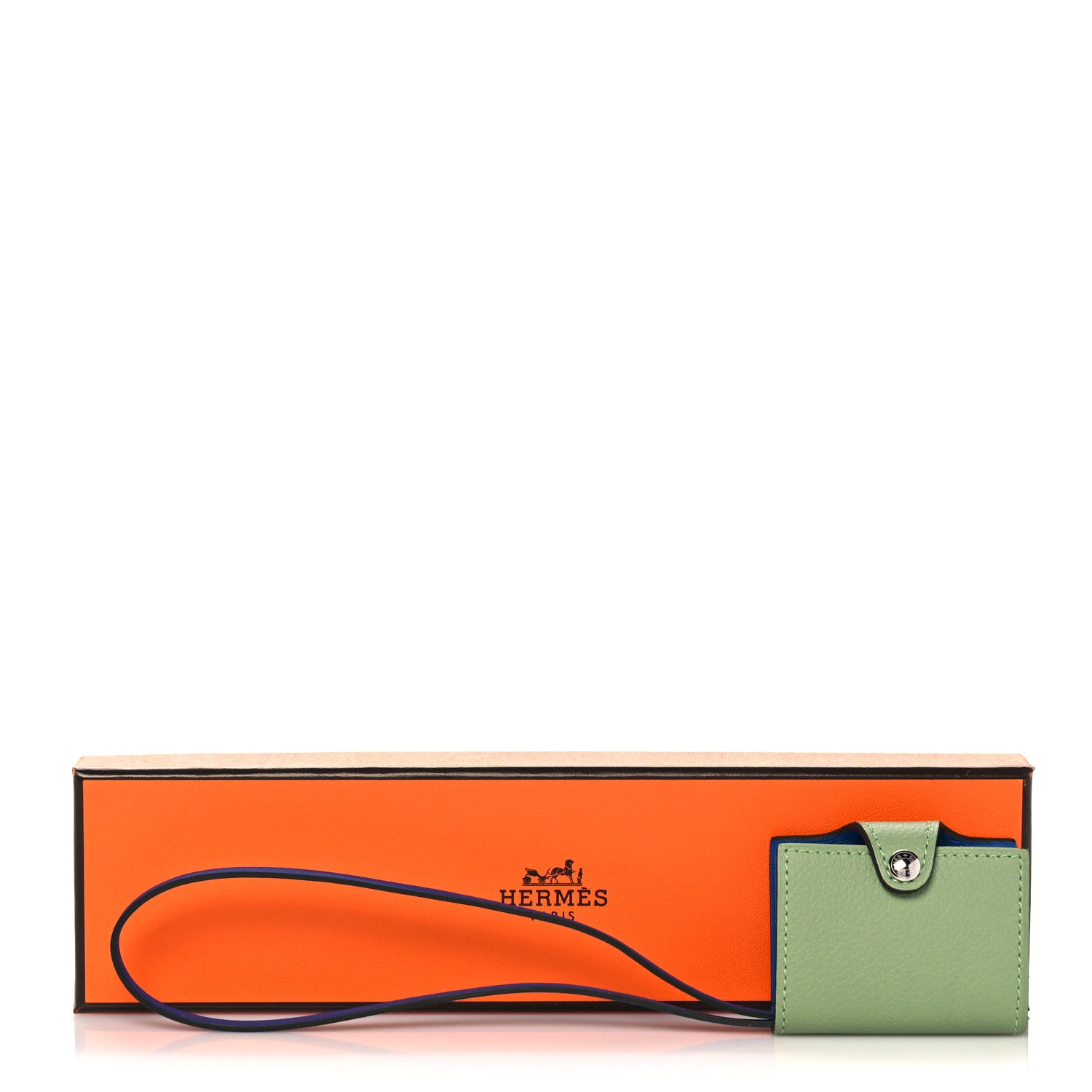 Hermes Evercolor Swift Verso Ulysse Nano Bag Charm Vert Criquet Bleu France 6 of 6