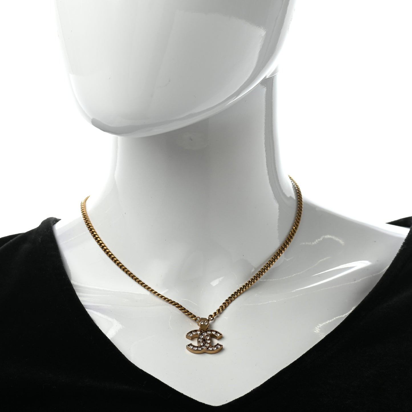 Crystal CC Pendant Necklace Gold
