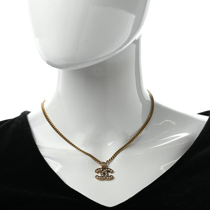 Chanel Crystal CC Pendant Necklace Gold 2 of 6