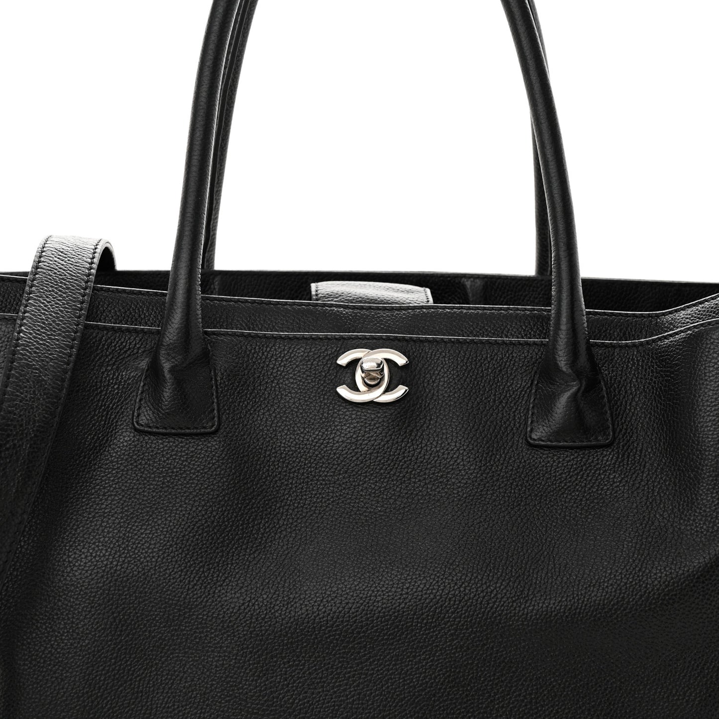 Calfskin Cerf Executive Shopper Tote Black