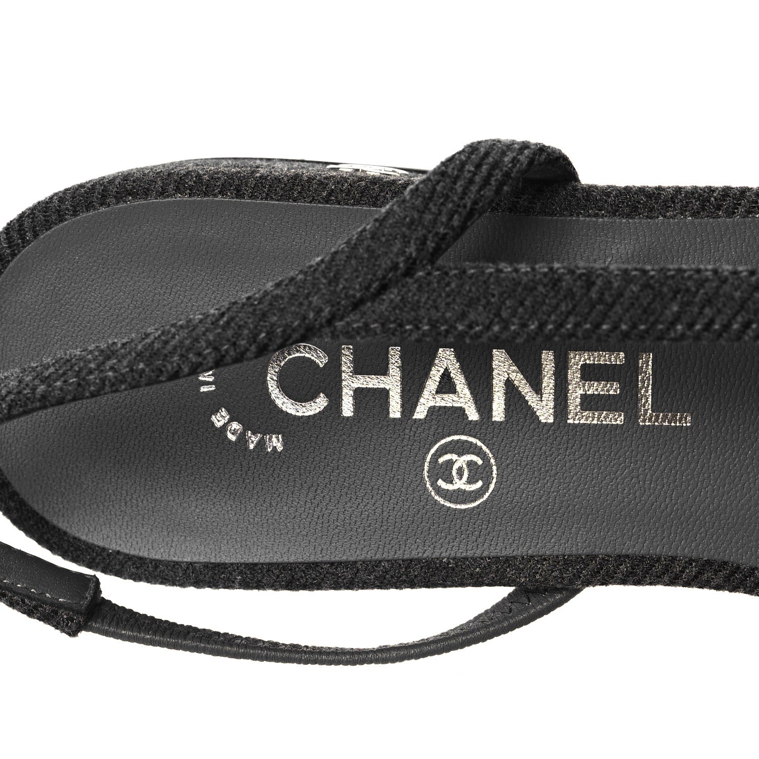 Chanel Grosgrain Cap Toe CC Slingback Flats 38.5 Black 7 of 7
