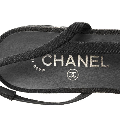 Chanel Grosgrain Cap Toe CC Slingback Flats 38.5 Black 7 of 7