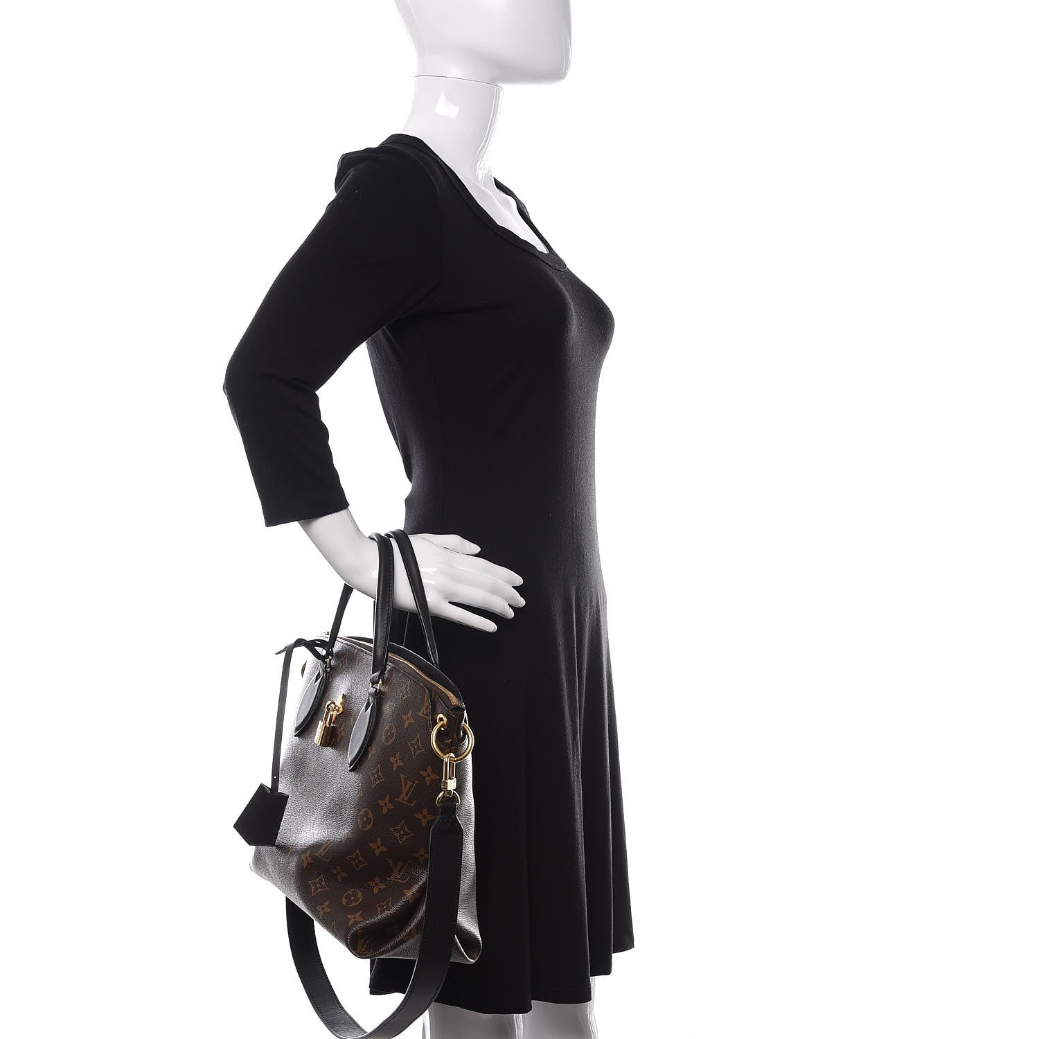 Louis Vuitton Monogram Flower Zipped Tote MM Black 2 of 9