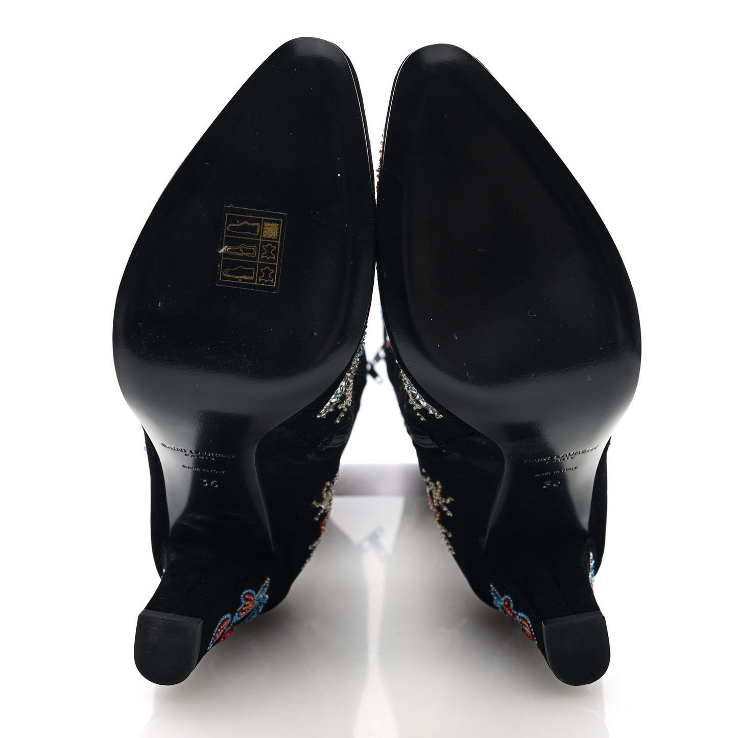 Velvet Embroidered Claire Boots 36 Black
