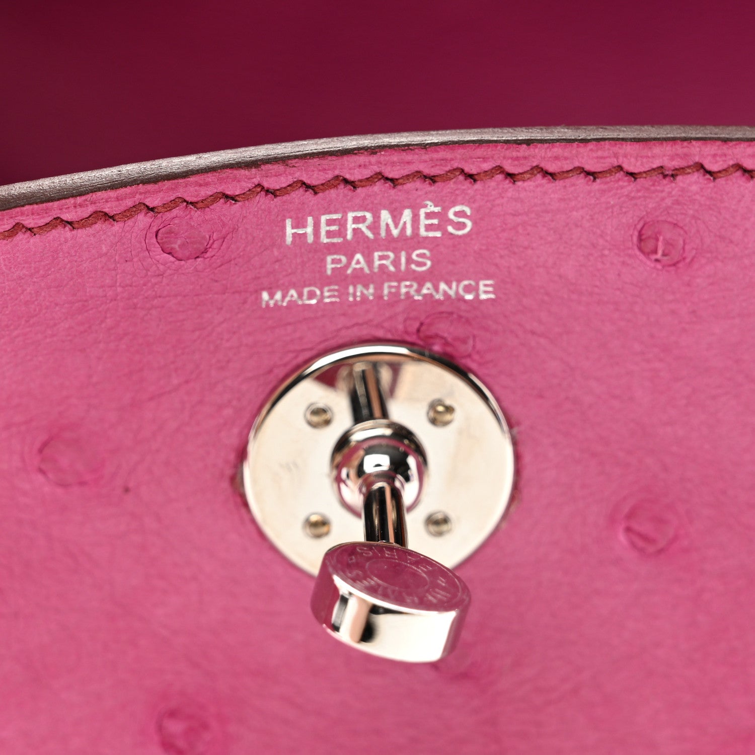 Hermes Ostrich Mini Lindy 20 Fuchsia 6 of 10