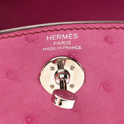 Hermes Ostrich Mini Lindy 20 Fuchsia 6 of 10