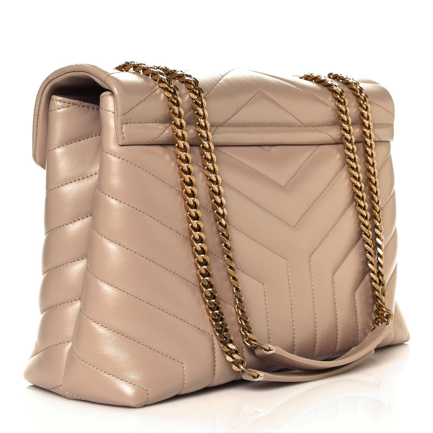 Calfskin Y Quilted Monogram Medium Loulou Chain Satchel Dark Latte