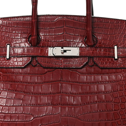 Hermes Matte Porosus Crocodile Birkin 35 Rouge H 8 of 10