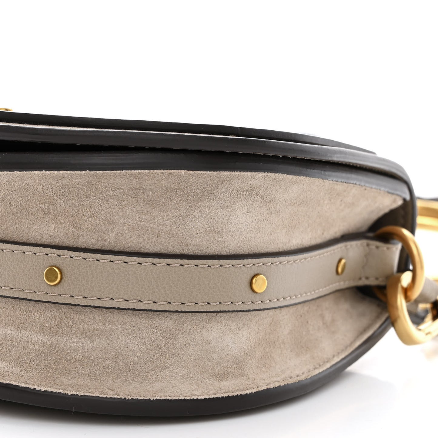 Calfskin Suede Small Nile Bracelet Bag Motty Grey