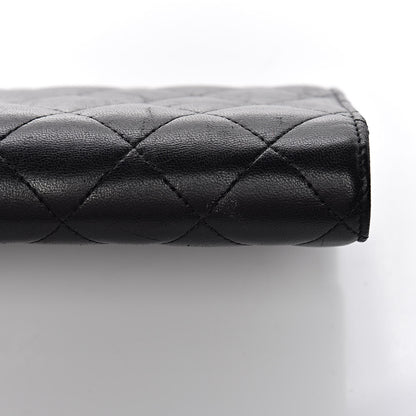 Chanel Lambskin Quilted Large Gusset Flap Wallet Black 11 of 12