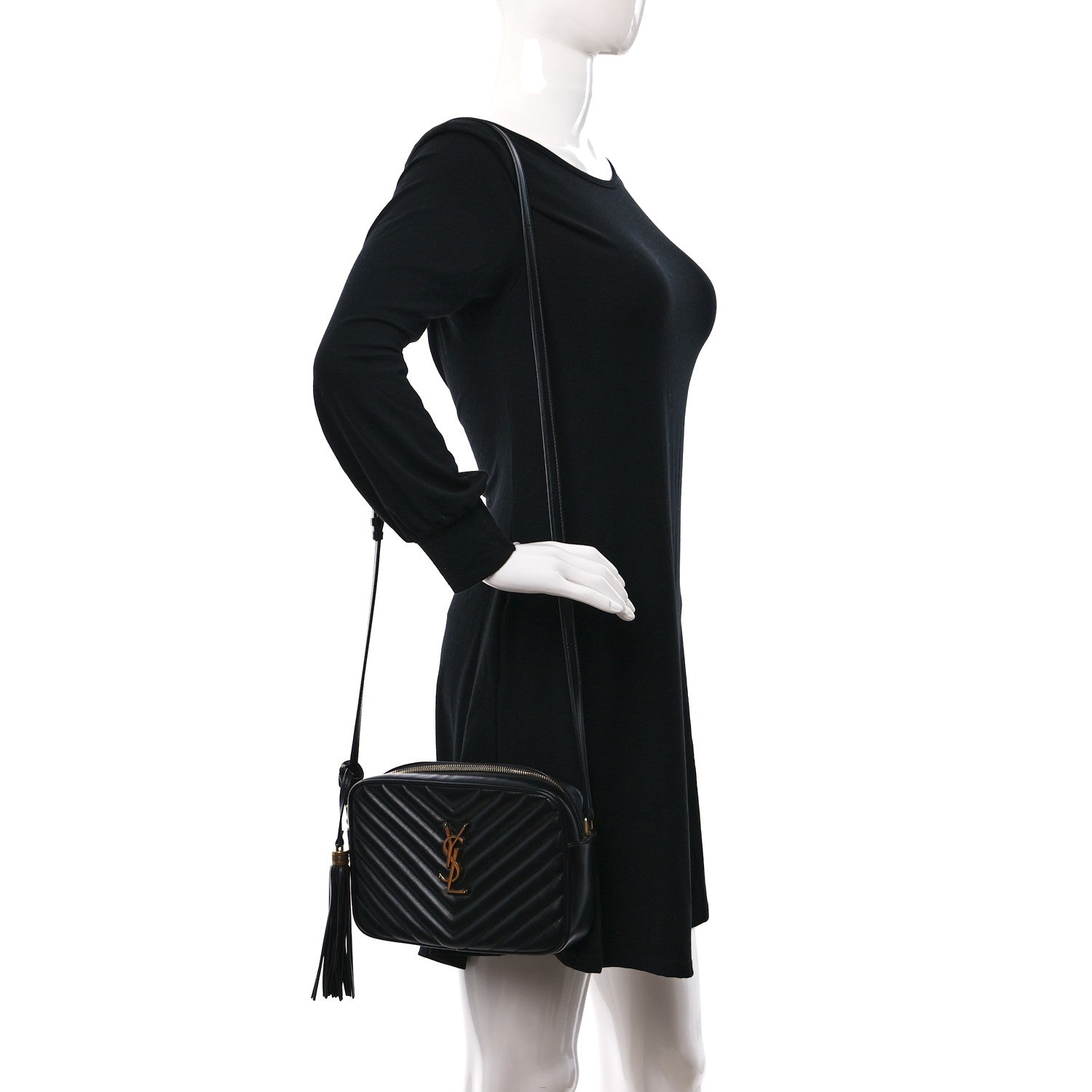 Saint Laurent Calfskin Matelasse Monogram Lou Camera Bag Black 2 of 9