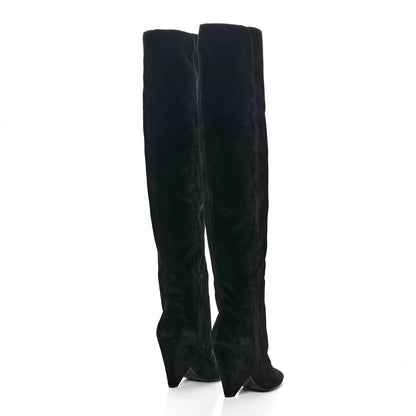 Saint Laurent Velvet Niki 105 Thigh High Boots 36 Black 3 of 6