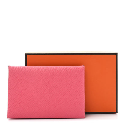 Hermes Epsom Calvi Card Case Rose Azalee 9 of 9