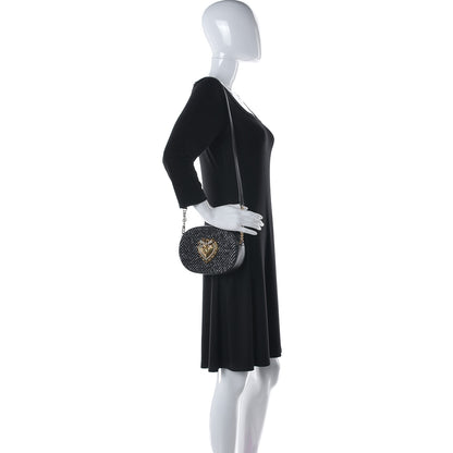 Dolce & Gabbana Calfskin Tweed Chevron Devotion Crossbody Bag Bag Black 2 of 13
