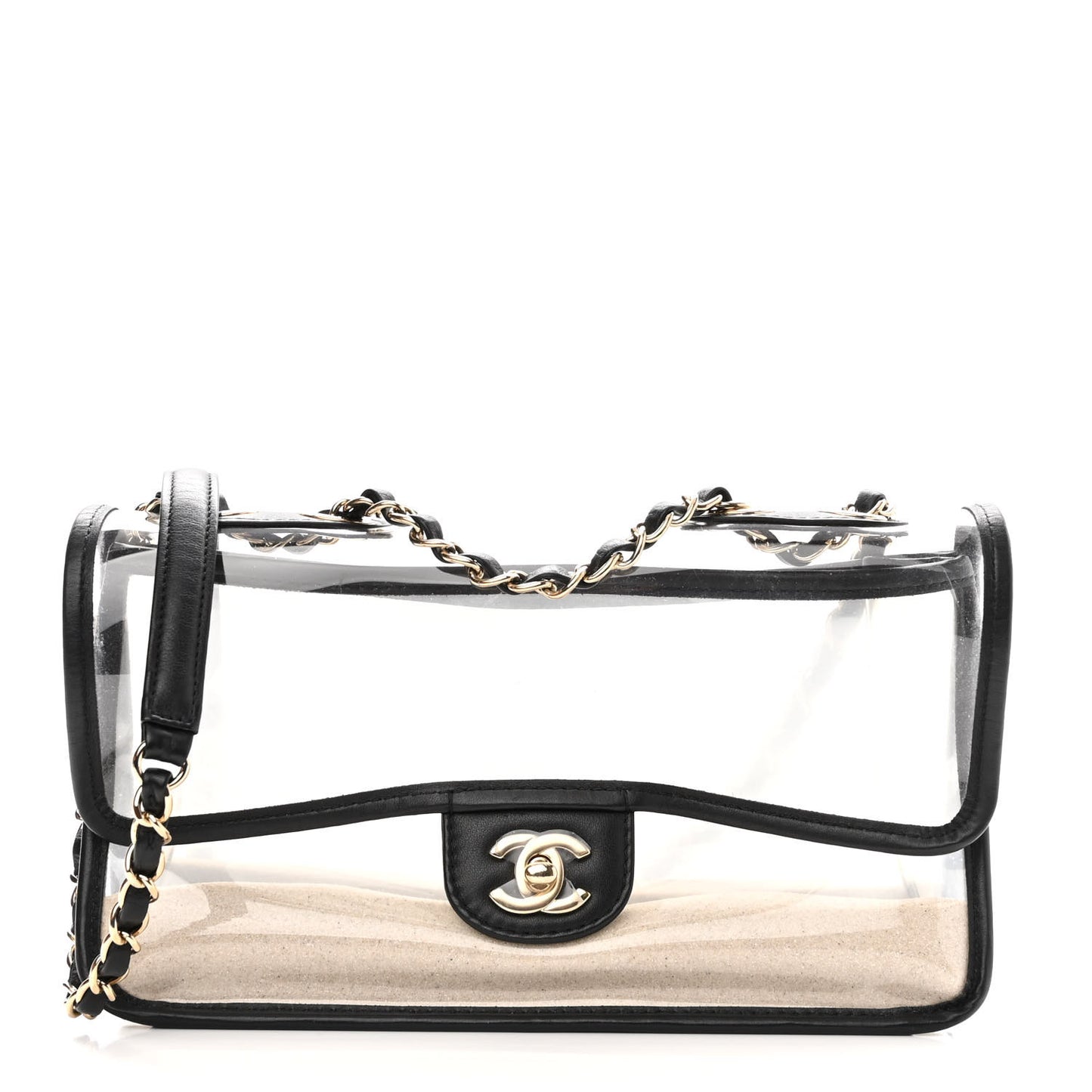 Lambskin PVC Medium Coco Sand Flap Black
