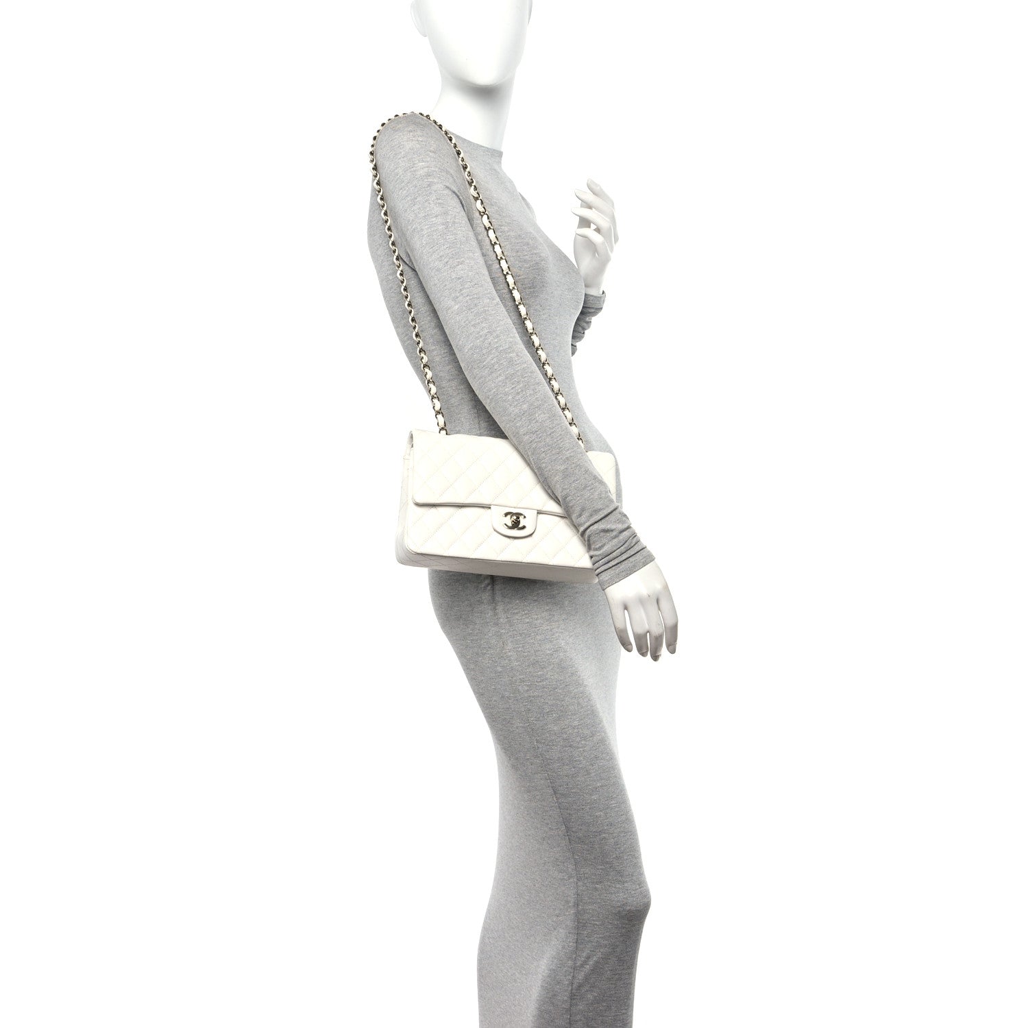 Chanel Caviar Quilted Medium Double Flap White 2 of 11
