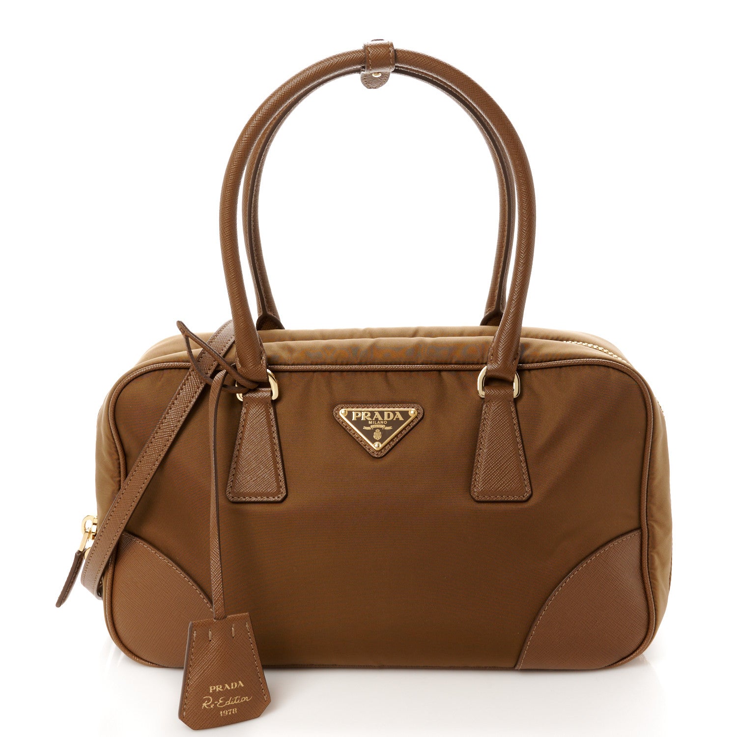 Prada Re-Nylon Saffiano Medium Re-Edition 1978 Two Handle Bag Sughero 1 of 10