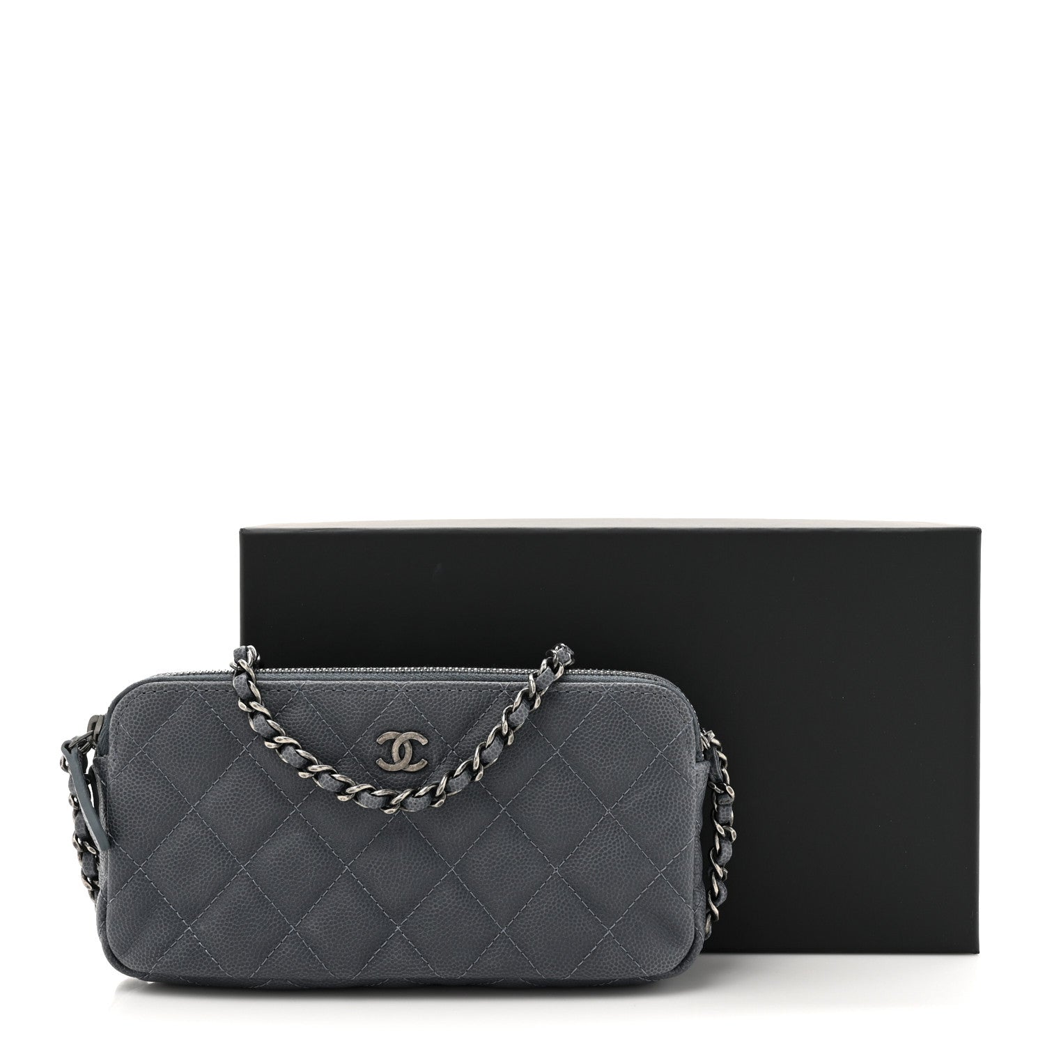 Chanel Caviar Quilted Small Clutch With Chain Grey 13 of 13