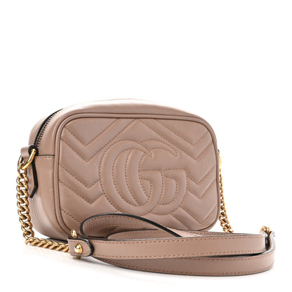 Gucci Calfskin Matelasse Mini GG Marmont Chain Shoulder Bag Porcelain Rose 3 of 15