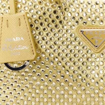 Prada Satin Crystal Mini Re-Edition 2000 Bag Ananas 8 of 10