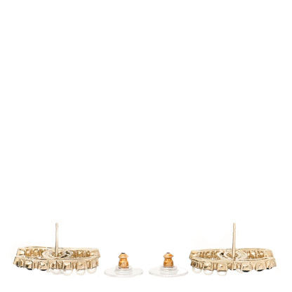 Chanel Crystal Pearl CC Dazzling Domino Earrings Gold Black 3 of 5